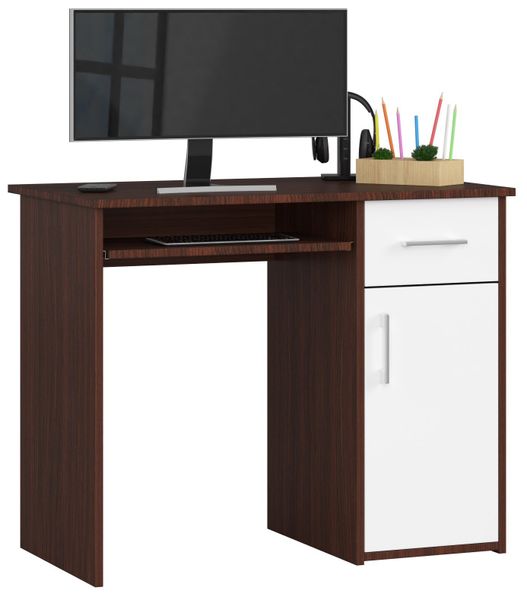 BIURKO PIN 90 cm WENGE / BIAŁE WOLNOSTOJĄCE zdjęcie 1
