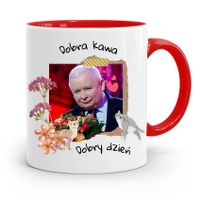 Kubek Czerwony Śmieszny Pis Jarosław Kaczyński Z Nadrukiem Ze Zdjęciem