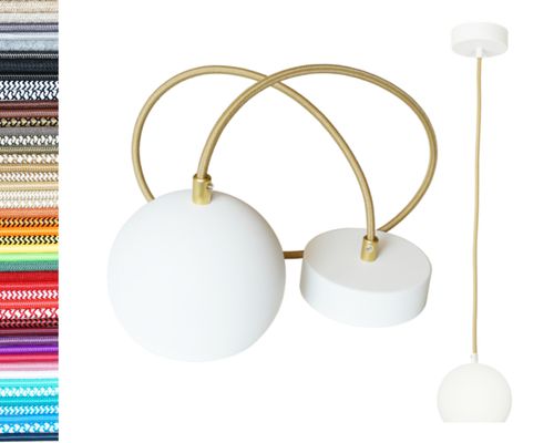 LAMPA wisząca KULA BIAŁA z miedzią pojedyncza 2m na Arena.pl