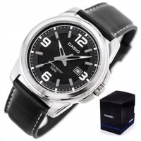 ZEGAREK MĘSKI CASIO MTP-1314 skórzany datownik + BOX +GRAWER