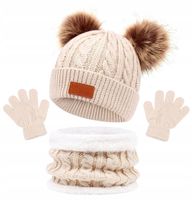 Trzyelementowy Komplet Dziecięcy: Czapka, Komin, Rękawiczki - Zimowe