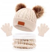 Trzyelementowy Komplet Dziecięcy: Czapka, Komin, Rękawiczki - Zimowe