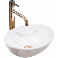 UMYWALKA CERAMICZNA MARMUR REA SOFIA MINI SHINY AIAX OWALNA MAŁA OKRĄGŁA