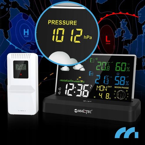 STACJA POGODOWA BEZPRZEWODOWA TERMOMETR BAROMETR CZUJNIK ZEWNĘTRZNY POGODY na Arena.pl