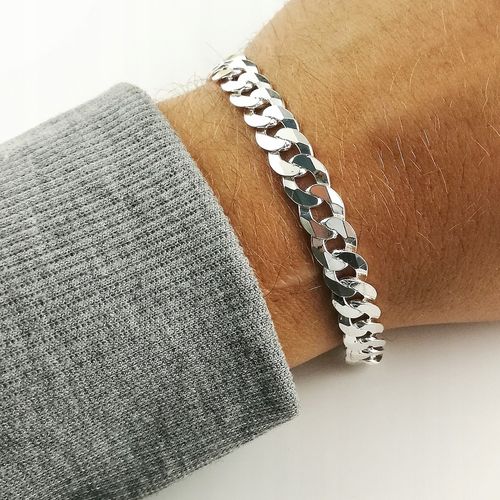 Srebrna Bransoleta Męska 925 Pancerka 8,5mm DIAMENTOWANA Grawer GRATIS na Arena.pl
