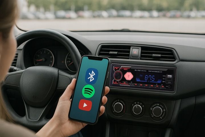 RADIO SAMOCHODOWE BLUETOOTH 1-DIN RDS USB-C AUX RCA SD MP3 LCD zdjęcie 7