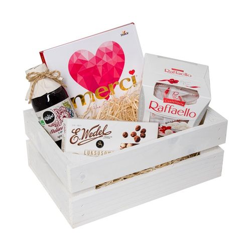 Koszyk Prezentowy Zestaw Skrzynka Drewniana Biała Pudełko Box Biały na Arena.pl