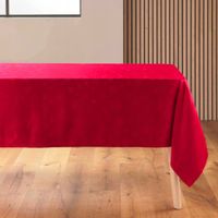 ŻAKARDOWY OBRUS POLIESTEROWY ŚWIĄTECZNY 140 X 240 CM CZERWONY