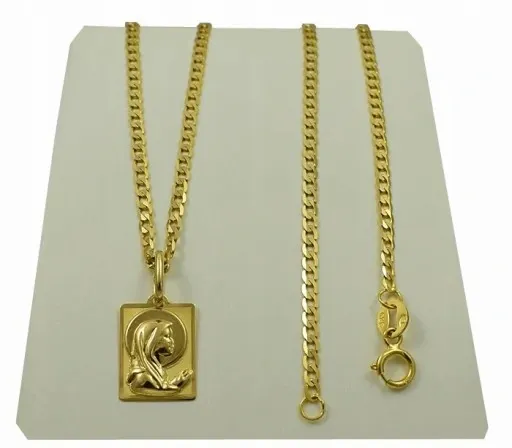 Złoty Łańcuszek Pancerka Pełny z Medalikiem pr 585 Grawer Gratis zdjęcie 9