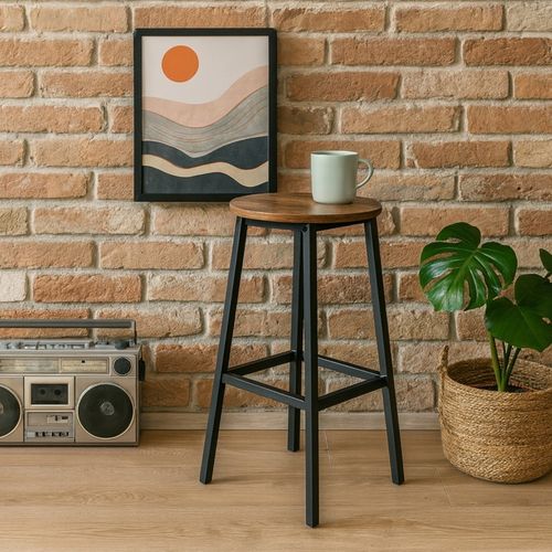 TABORET niski ciemny brąz STOŁEK BAROWY do jadalni do kuchni KRZESŁO na Arena.pl