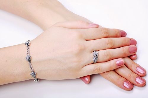 Srebrny pierścionek PDM4114 - Markazyty na Arena.pl