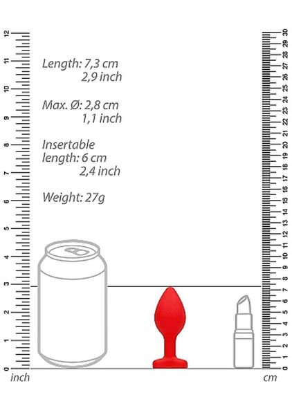 Diamond Heart Butt Plug - Regular - Red zdjęcie 4
