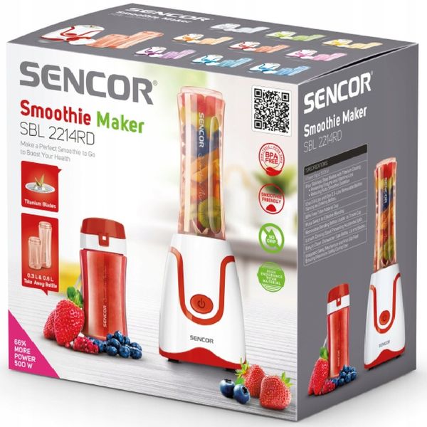Blender kielichowy do smoothie 500W 0,6L czerwony tritan Sencor SBL 2114RD zdjęcie 5