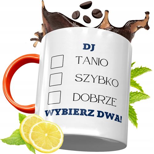 Kubek Pomarańczowy Dla Dja Prezent Z Nadrukiem Ze Zdjęciem na Arena.pl