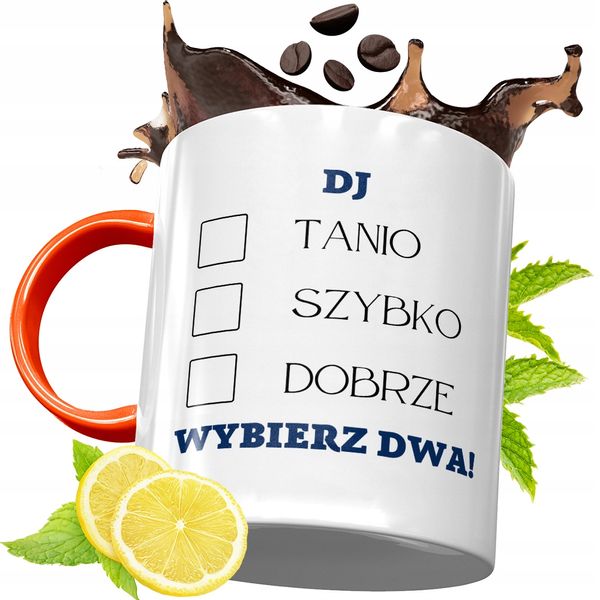Kubek Pomarańczowy Dla Dja Prezent Z Nadrukiem Ze Zdjęciem zdjęcie 1