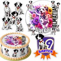ZESTAW OPŁATEK NA TORT 20CM + 16 POSTACI - PSY Dalmatyńczyk +IMIĘ 15CM 18CM