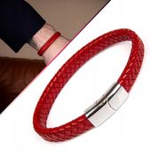 Bransoletka, Bransoletka czerwona, Bransoletka męska skórzana 10mm 215mm