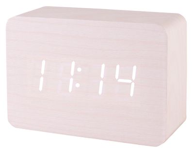 XONIX GHY-012 Drewniany budzik LCD na baterię, datownik, termometr, sterowanie głosowe, 3 x alarm