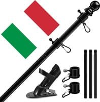 Maszt na Flagę Czarny Stal Nierdzewna 150 cm z Flagą Włoch 150x90 cm
