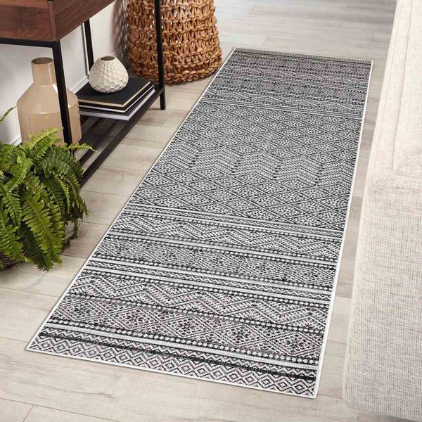 RUG/LU/VINEA/ZIGZAK/BLACK+WHITE/70x300 zdjęcie 2