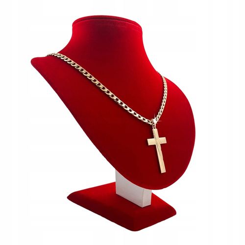 ZŁOTY ŁAŃCUSZEK PANCERKA 55CM 6MM Z KRZYŻYKIEM STAL CHIRURGICZNA NA PREZENT na Arena.pl