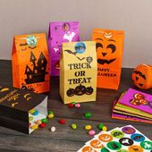 TOREBKI NA HALLOWEN NA CUKIERKI SŁODYCZE 80 SZTUK + NAKLEJKI