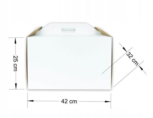 Karton opakowanie na tort ciasto 42x32x25 cm BIAŁE pudełko BARDZO MOCNE na Arena.pl