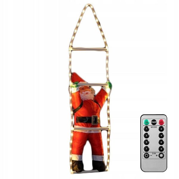 ŚWIĘTY MIKOŁAJ NA DRABINIE XL LED OZDOBA PILOT zdjęcie 9