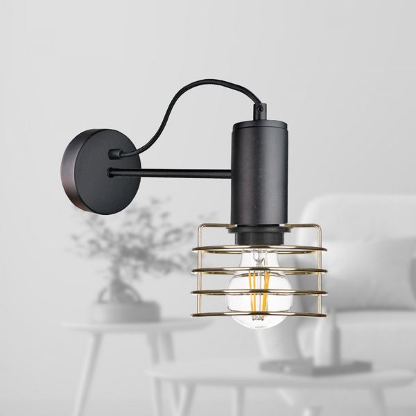 Kinkiet 1xE27 RUNE BLACK/GOLD zdjęcie 2