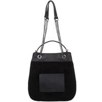 VEZZE torebka zamszowa damska worek z łańcuszkiem V500 czarna