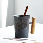 Kubek Ceramiczny Z Ręcznie Wykonaną Rączką - Styl Retro - Klasa i Elegancja Grafitowy 200-400ml