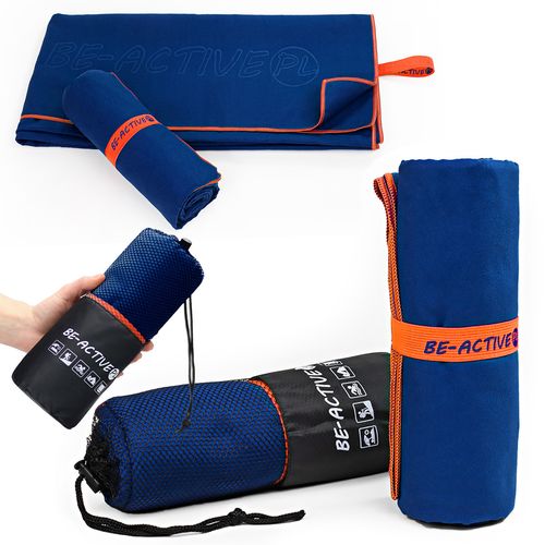 Ręcznik Szybkoschnący Z Mikrofibry 180X100Cm Granatowo-Pomarańczowy na Arena.pl