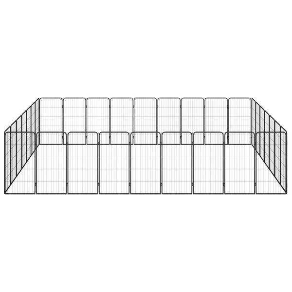 Kojec dla psa, 32 paneli, czarny, 50x100 cm, stal zdjęcie 2