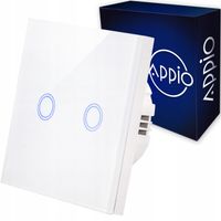 Dotykowy Szklany WŁĄCZNIK ŚWIATŁA LED fi60 Podwójny Biały APPIO