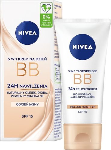 NIVEA BB 5w1 Krem na dzień filtr UV SPF 15 nawilżający - odcień jasny 50ml na Arena.pl