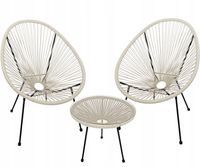ZESTAW MEBLI OGRODOWYCH NA BALKON TARAS 2 KRZESŁA + STOLIK ACAPULCO KREMOWY