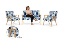 Zestaw wypoczynkowy sofa 2-os 2 fotele niebieski Soler Family Meble