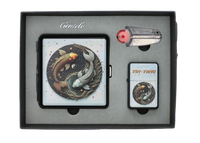 Zestaw Prezentowy Yin Yang Papierośnica + Zapalniczka + Kamienie i Knot