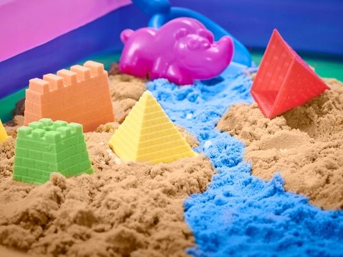 BibiMoon Piasek Kinetyczny 5kg ZESTAW Piaskownica Foremki Łopatka Wiaderko na Arena.pl