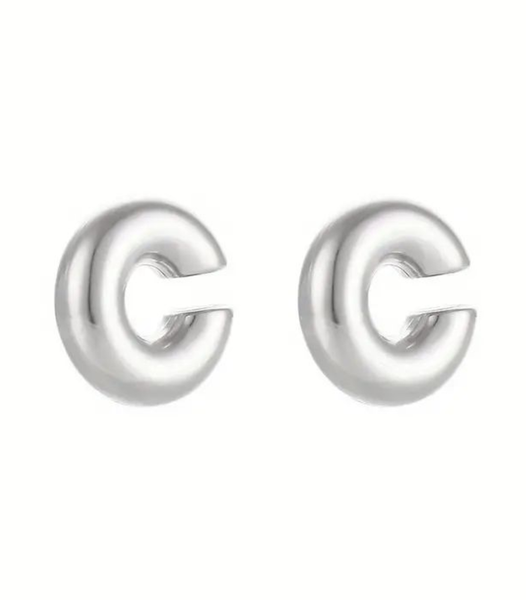 Kolczyki stal chirurgiczna okrągłe nausznice srebrne zdjęcie 2