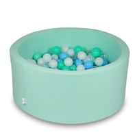 Suchy basen 90x40cm miętowy z piłeczkami 300szt (jasnobłękitne, przezroczyste, miętowe, białe)
