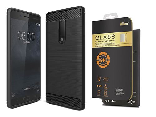 PANCERNE Etui KARBON Case Nokia 5 + SZKŁO na Arena.pl