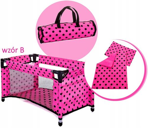 Łóżeczko dla lalek turystyczne kojec + TORBA POŚĆIEL ZESTAW 52 cm Doris na Arena.pl