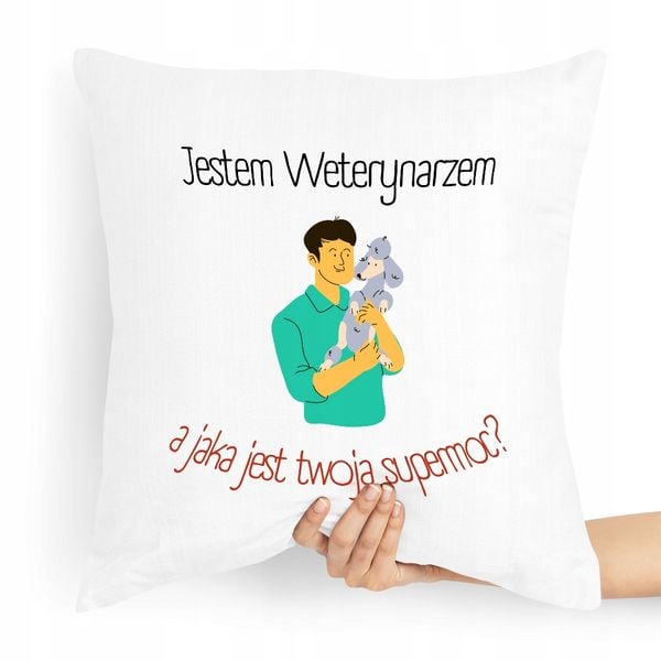 Poduszka Prezent Dla Weterynarza Jestem Z Nadrukiem Ze Zdjęciem zdjęcie 1