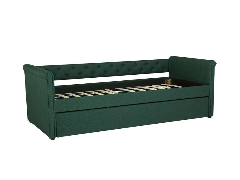 Łóżko wysuwane tapicerowane 90 x 200 cm zielone LIBOURNE zdjęcie 6
