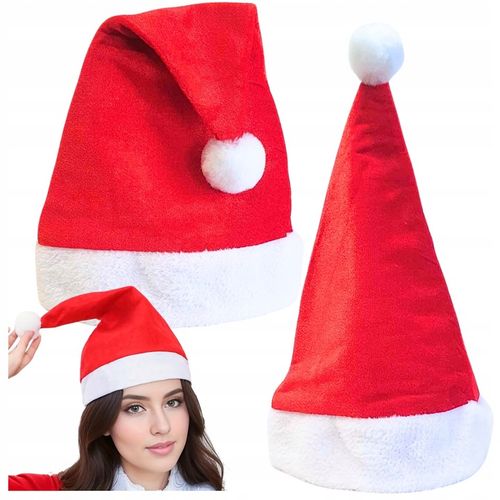 6 x CZAPKA ŚWIĘTEGO MIKOŁAJA z Pomponem Miękka Wysoka Jakość na Arena.pl