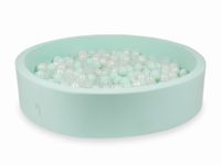 Suchy basen miętowy 130x30 z piłeczkami 600 sztuk (przezroczyste, perłowe, jasnomiętowe)
