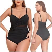 WYSZCZUPLAJĄCY CZARNY DAMSKI STRÓJ KĄPIELOWY JEDNOCZĘŚCIOWY Z SIATECZKĄ XL