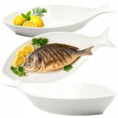 PÓŁMISEK NA RYBĘ SALATERKA PORCELANOWA BIAŁA 35CM MISECZKA W KSZTAŁCIE RYBY