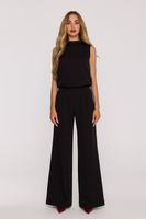 KOMBINEZON ELEGANCKI DAMSKI KOBIECY BEZ RĘKAWÓW CZARNY 38 M